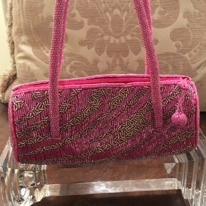 La Regale pink and silver beaded Evening Bag